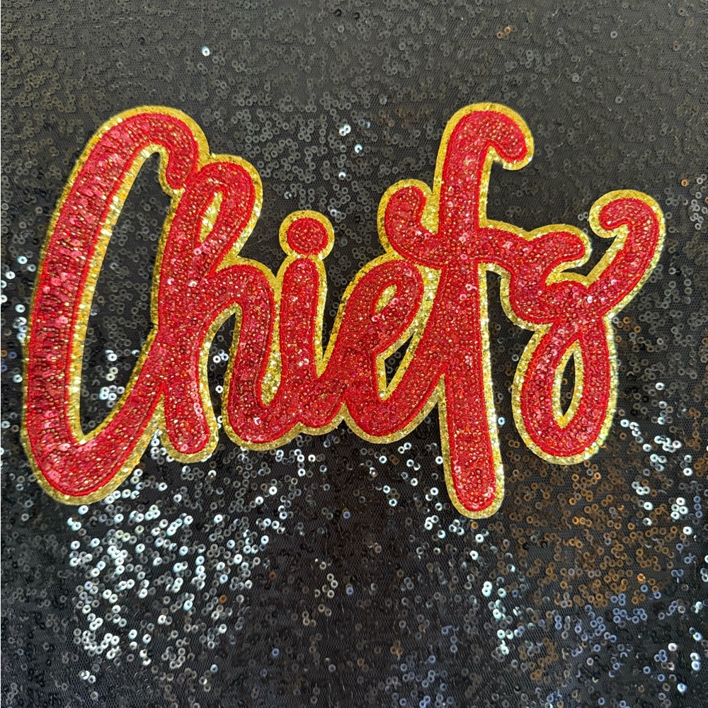 Black Sequin Chiefs Patch Jacket - image 4